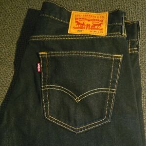 Levi's Men's Straight Black Jeans with Yellow Stitching